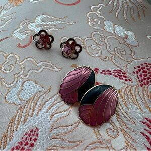 Cloisonne Earrings 2 Pair